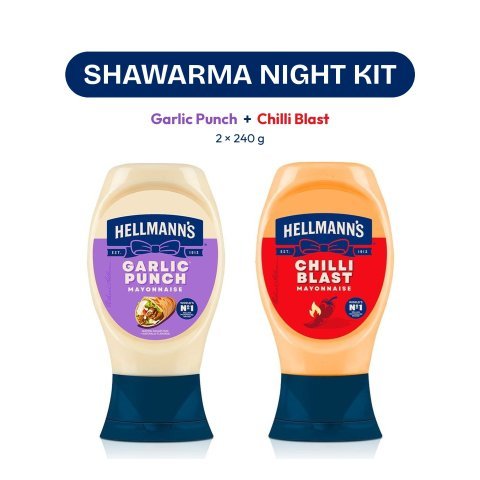 Hellmann's Shawarma Night Kit (Garlic Punch Mayonnaise 240g and Chilli Blast Mayonnaise 240g)