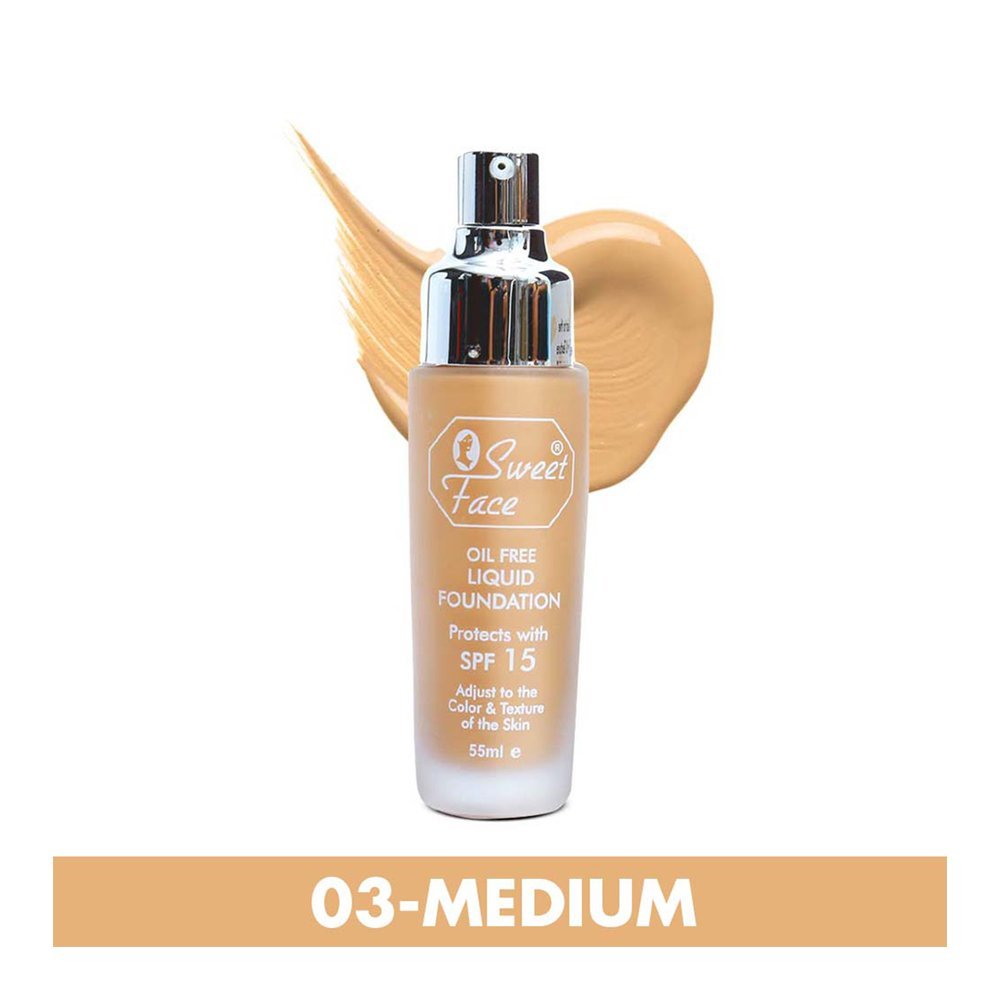Sweet Face Real Base Oil Free Liquid Foundation, 03 Medium, 55ml