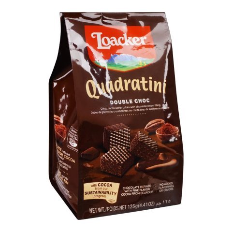 Loacker Quadratini Double Choc Wafer, 125g