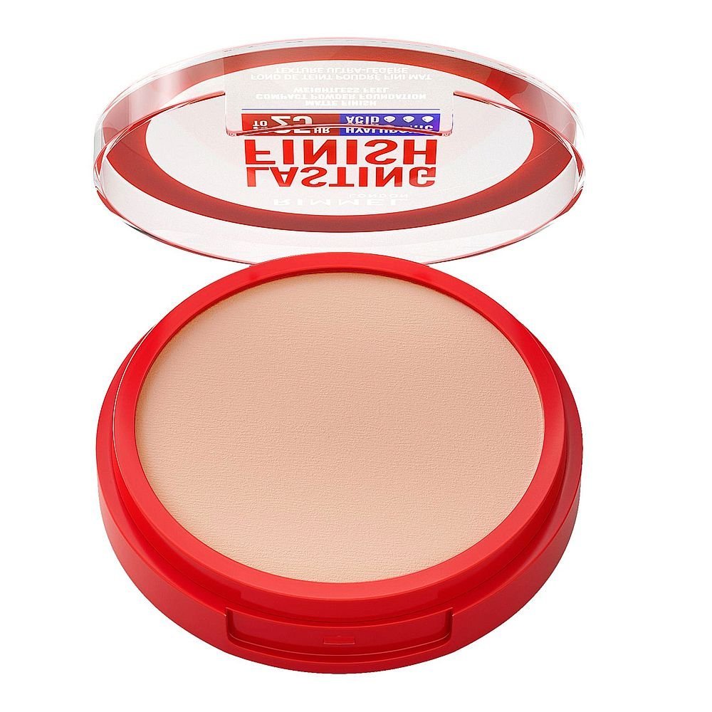 Rimmel Lasting Finish 25H Compact Powder Foundation with Hyaluronic Acid, Matte Finish, SPF20, 001 Fair Porcelain