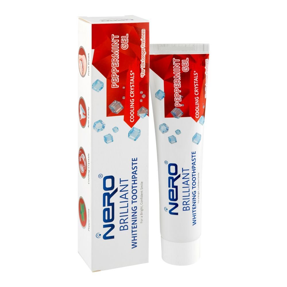 Nero Brilliant Peppermint Gel Cooling Crystals Whitening Toothpaste, 100g