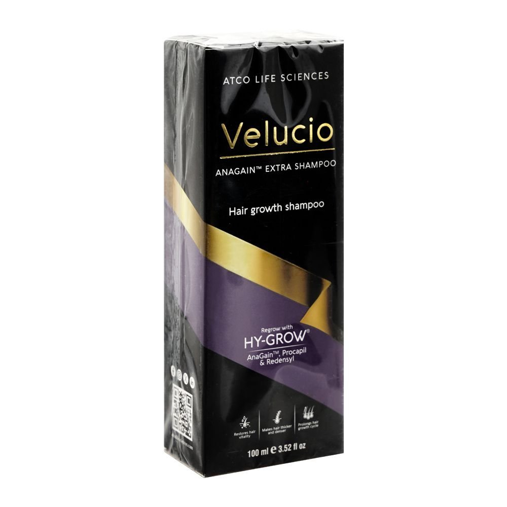 Atco Life Sciences Velucio Anagain Extra Hair Growth Shampoo, Glycerin, For Hair Growth, 100ml