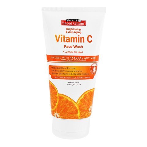 Saeed Ghani Vitamin C Brightening & Anti-Aging Face Wash, Ascorbic Acid, Vitamin B3, For All Types Of Skin, 150ml