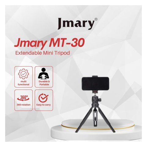 Jmary Mini Extendable Professional Tripod (8.3" - 11.8" Height) For DSLR, Cameras & Mobiles, MT-30
