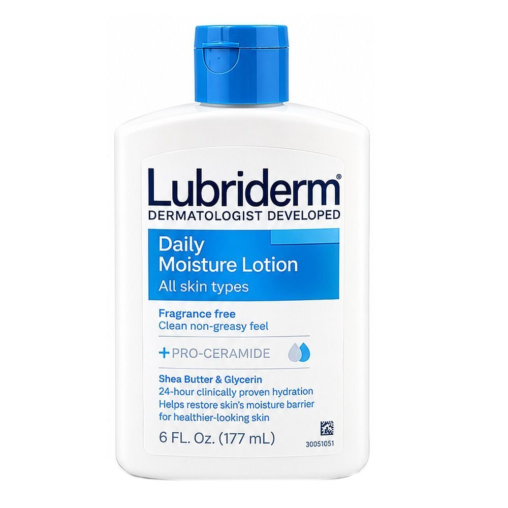 Lubriderm Daily Moisture Lotion, Fragrance Free, Shea Butter, Glycerin, For All Types Of Skin, 177ml