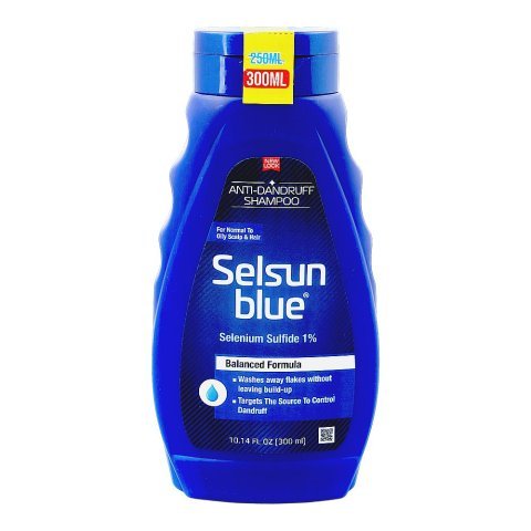 Selsun Blue Selenium Sulfide 1% Balanced Formula Anti-Dandruff Shampoo, Citric Acid, For Normal To Oily Hair, 300ml