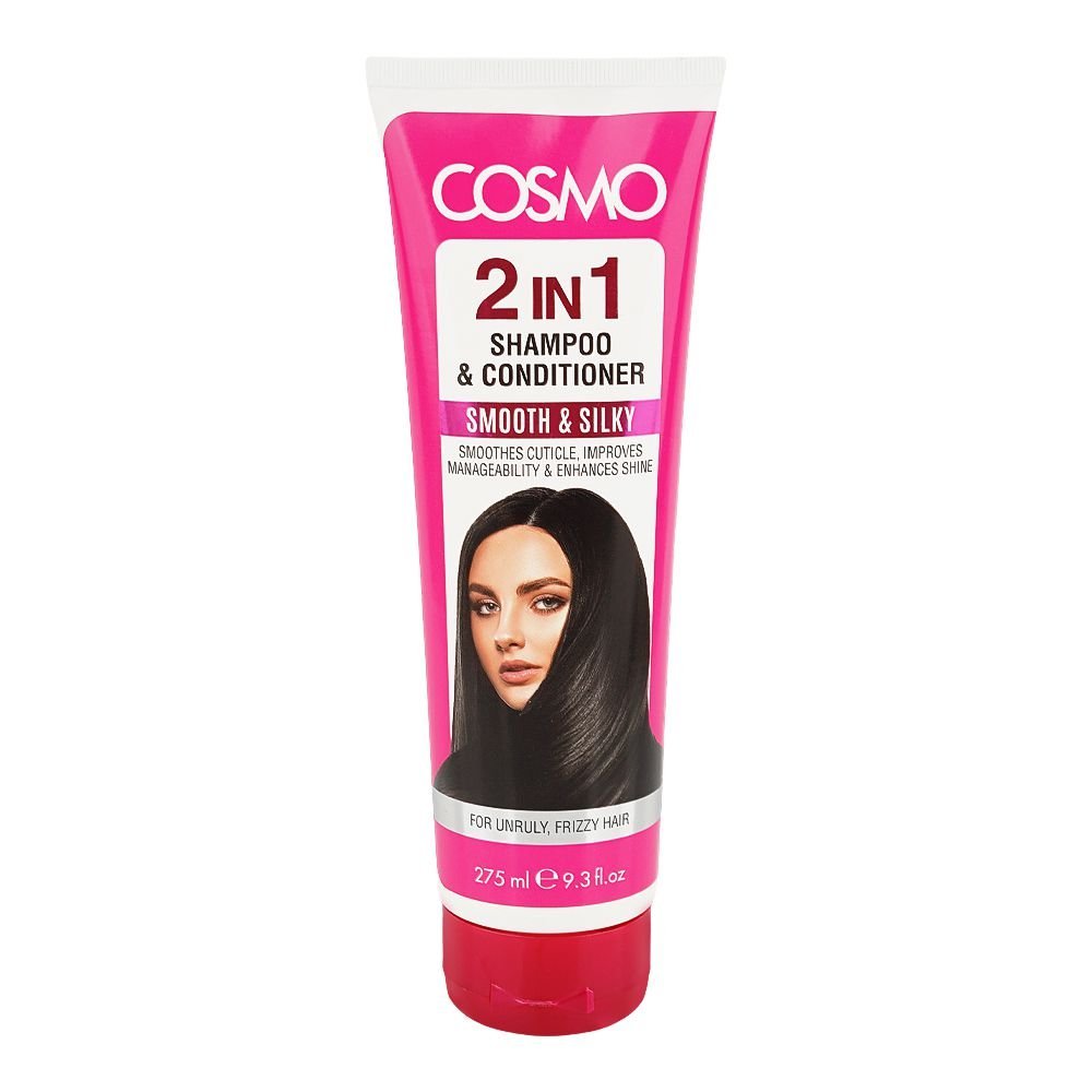 Cosmo Smooth & Silky 2-In-1 Shampoo & Conditioner, Aloe Vera, Citric Acid, 275ml