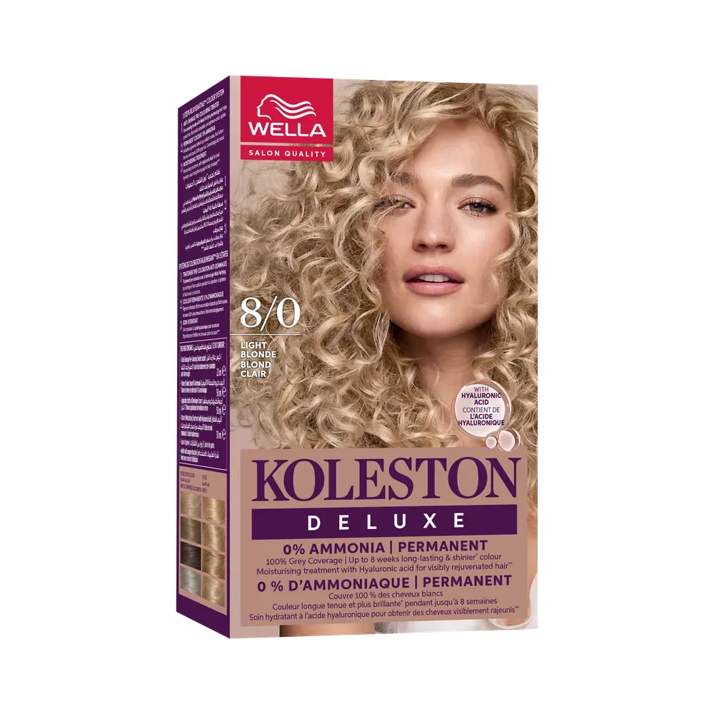 Wella Deluxe 0% Ammonia Permanent Hair Color, 8/0 Light Blonde
