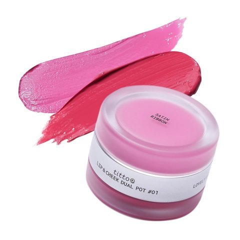 Titto Lip & Cheek Dual, Pot 01 Satin Ribbon/Pink On Top