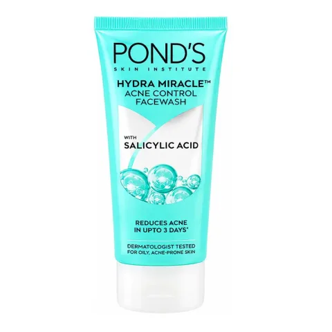 Pond's Hydra Miracle With Salicylic Acid Acne Control Face Wash, Stearic Acid, Glycerin, For Oily & Acne-Prone Skin, 100g