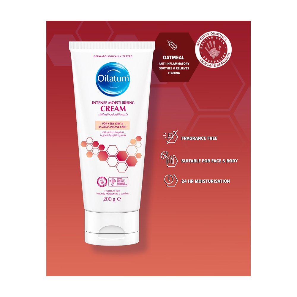 Oilatum Intense Moisturising Cream, Fragrance Free, For Very Dry & Eczema Prone Skin, 200g