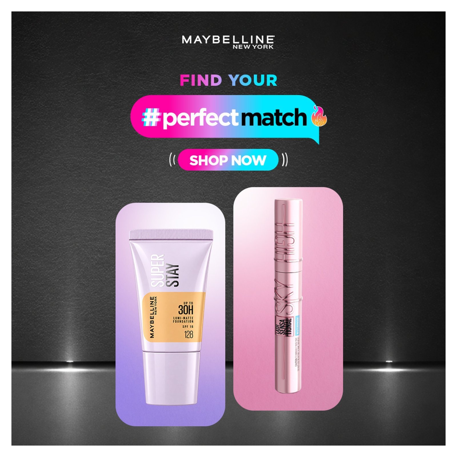 Luminous & Lifted Lashes Set - (Lumi-Matte SPF-16 Foundation 128 & Sky High Mascara)