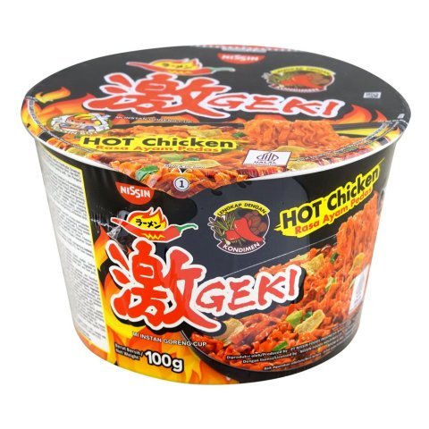 Nissin Hot Chicken Instant Noodles Bowl, Spicy Korean-Style Ramen, 100g