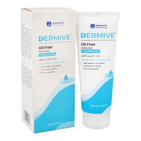 Dermive Oil Free Moisturizer, Ceramides, Hyaluronic Acid, Fragrance Free, For Normal To Oily Skin, 100ml