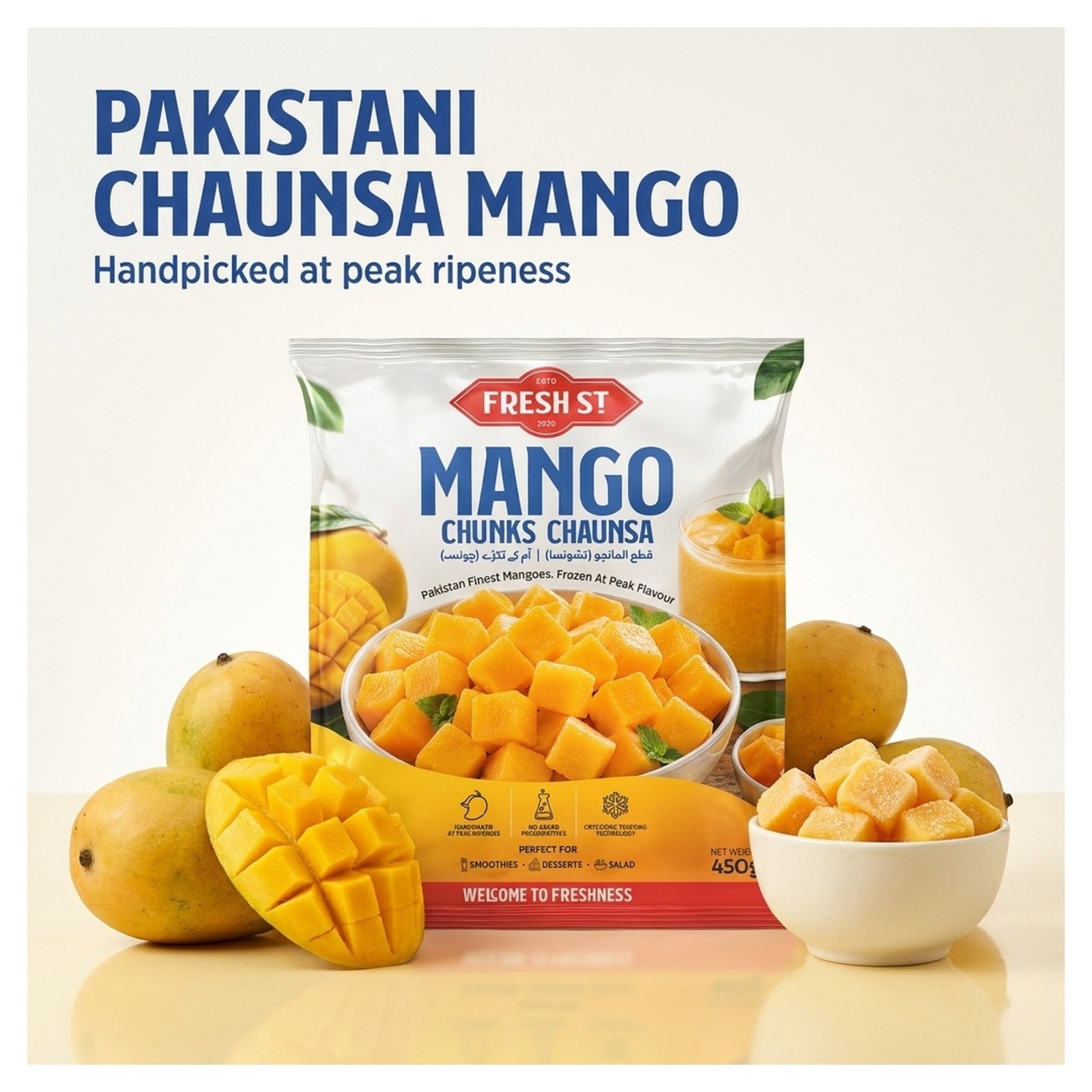 Fresh Street Mango Chunks, Chaunsa, 450g