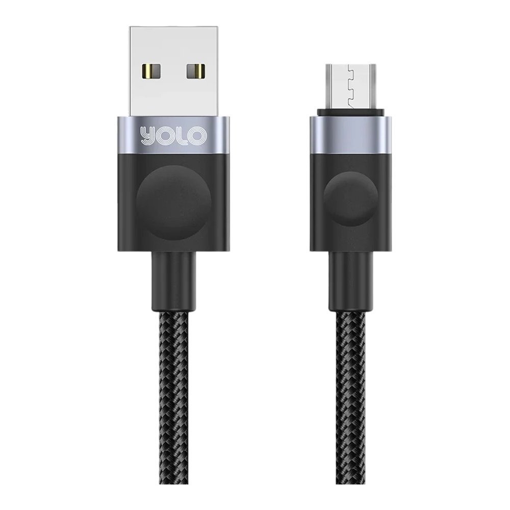 YOLO Flow Durable Nylon Braided Charging Cable, USB-A To Micro USB, Black, Y-078