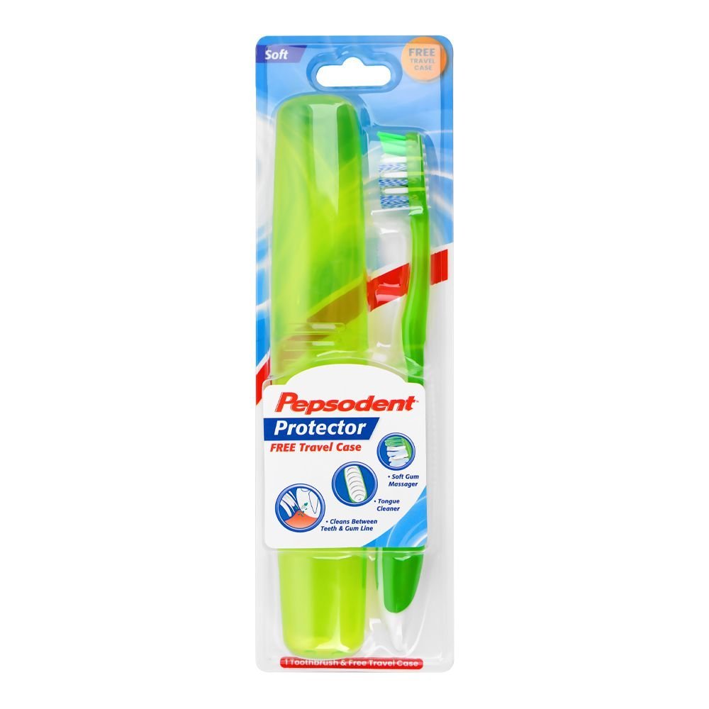 Pepsodent Protector Tooth Brush, Soft + Free Travel Case