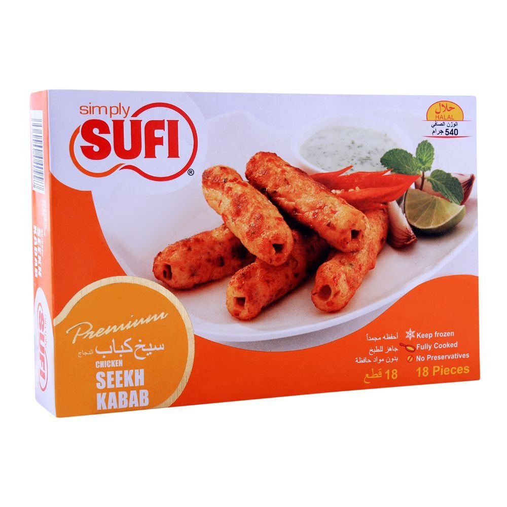 Sufi Chicken Seekh Kabab, 18 Pieces, 540gm