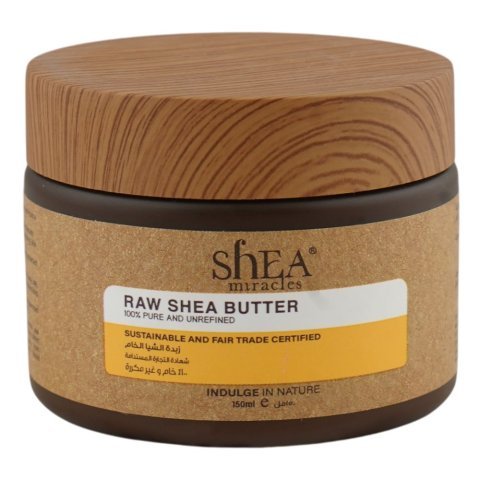 Shea Miracles 100 % Pure And Unrefined Raw Shea Butter, Vitamin E & A, For Dry & Sensitive Skin, 150ml