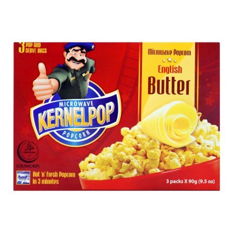 KernelPop Corn English Butter Popcorn, 3 X 90g