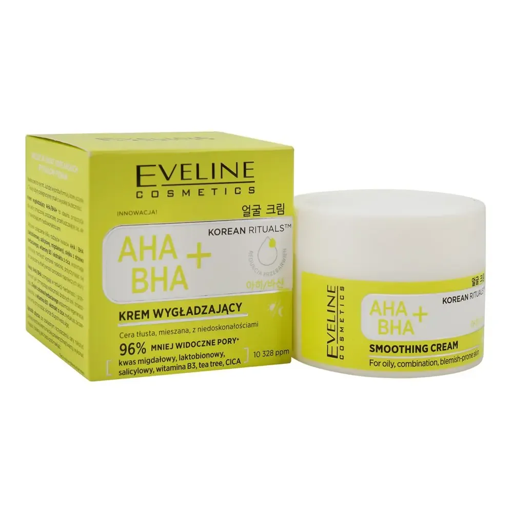 Eveline Korean Rituals AHA + BHA Smoothing Cream, Salicylic Acid, Citric Acid, For Dull & Greasy Skin, 50ml