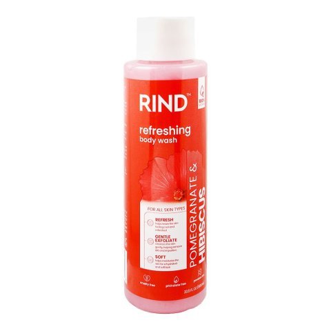 Rind Pomegranate & Hibiscus Refreshing Body Wash, Phthalate & Paraben Free, Glycerin, Citric Acid, For All Types Of Skin, 606ml