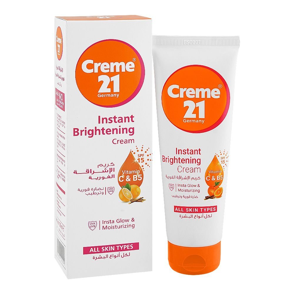 Creme 21 Instant Brightening Cream with Vitamin C & B5, For All Skin Types, 100ml