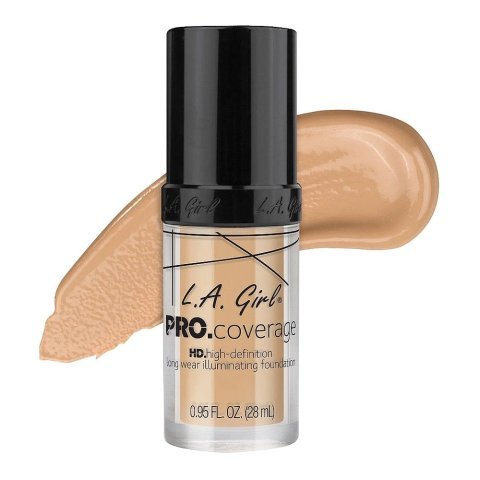 L.A. Girl Pro Coverage HD Long Wear Illuminating Liquid Foundation, 28ml, GLM642 Fair