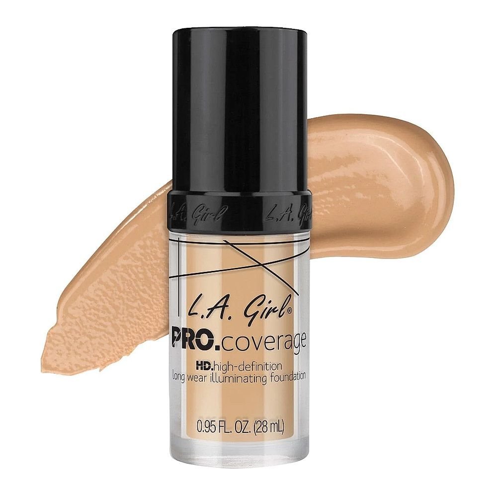 L.A. Girl Pro Coverage HD Long Wear Illuminating Liquid Foundation, 28ml, GLM642 Fair