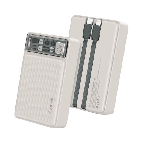 Audionic Spark Pro 20000mAh Fast Charging Power Bank, PD 22.5W, Bone Gray, S-200