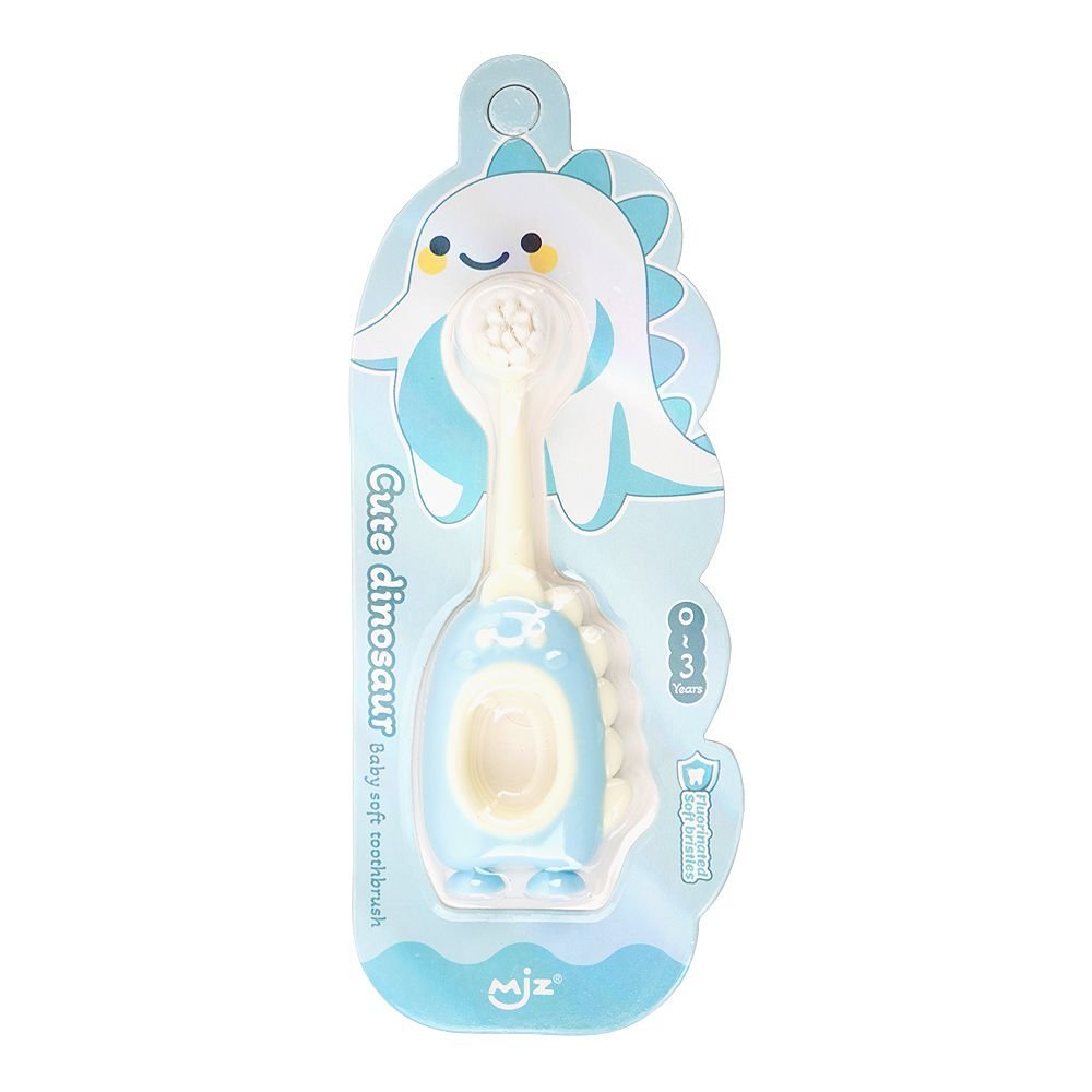 Mjz Kids 0-3 Years Cute Dinosaur Toothbrush, Soft, Blue, 226