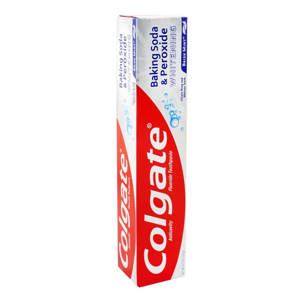 Colgate Baking Soda & Peroxide Whitening Brisk Mint Toothpaste, Gluten Free, 226g