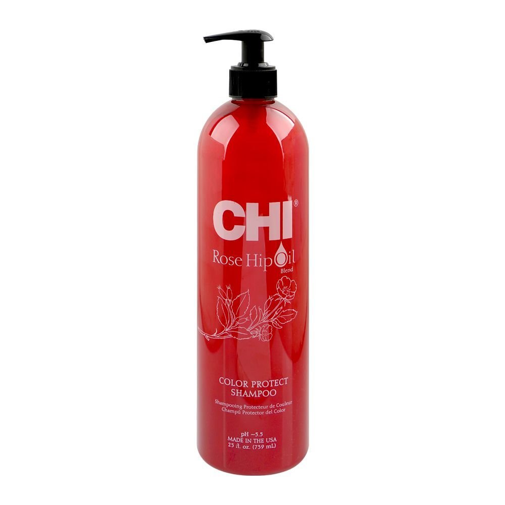 CHI Rose Hip Oil Blend Color Protect Shampoo, Glycerin, Glycolic Acid, For Color Treated Hair, 739ml