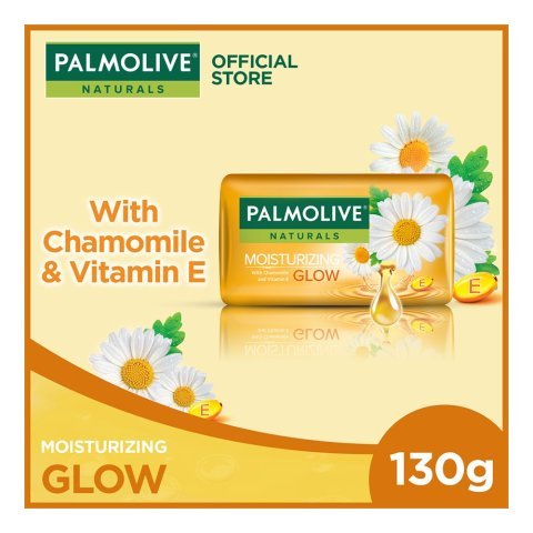 Palmolive Naturals Moisturizing Glow Soap, Chamomile + Vitamin E, 130g