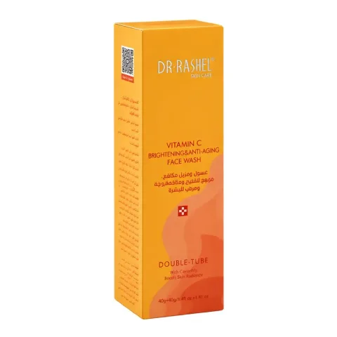 Dr. Rashel Vitamin C Brightening & Anti Aging Double Tube Face Wash, Stearic Acid, Lauric Acid, For Radiant Skin, 40g + 40g