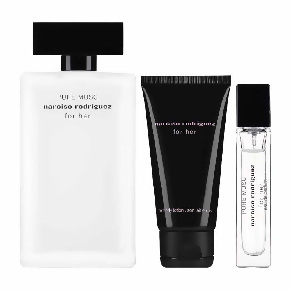 Narciso Rodriguez Pure Musc For Her Set, For Women, Eau De Parfum 100ml + Eau De Parfum 10ml + Body Lotion 50ml