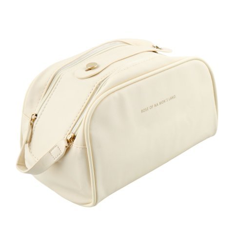 AJF PU Leather Large Travel Cosmetic Capacity Makeup Bag, AF-63, Cream