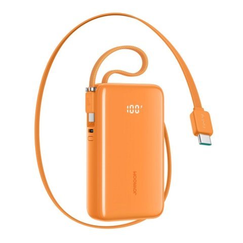 Joyroom Mini Power Bank Built In Retractable Type-C & USB-L Cable, 10000mAh, 35W, Orange, JR-PR2L