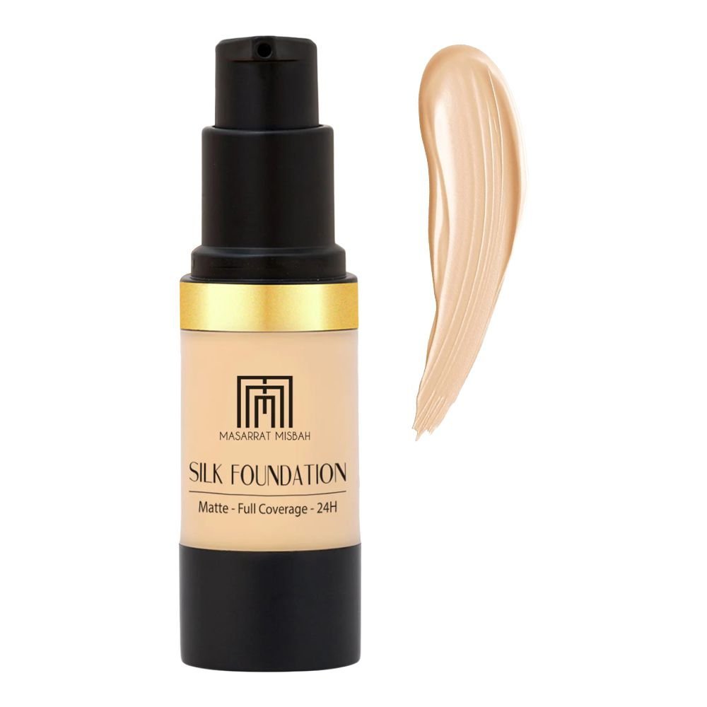Masarrat Misbah Silk Foundation Matte Full Coverage 24H, Beige, 10ml