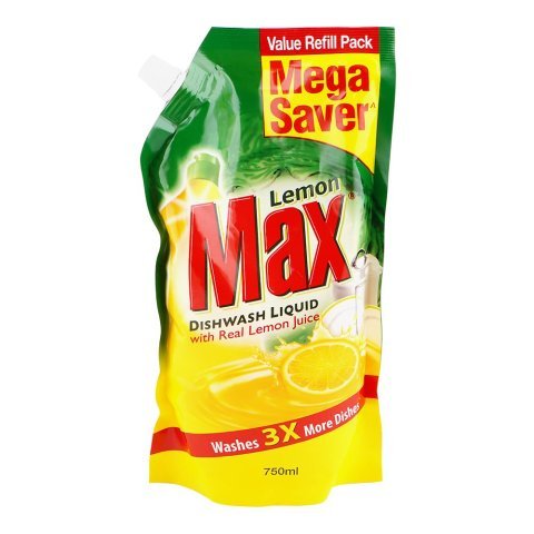 Max Lemon Dish Wash Liquid, 750ml Pouch