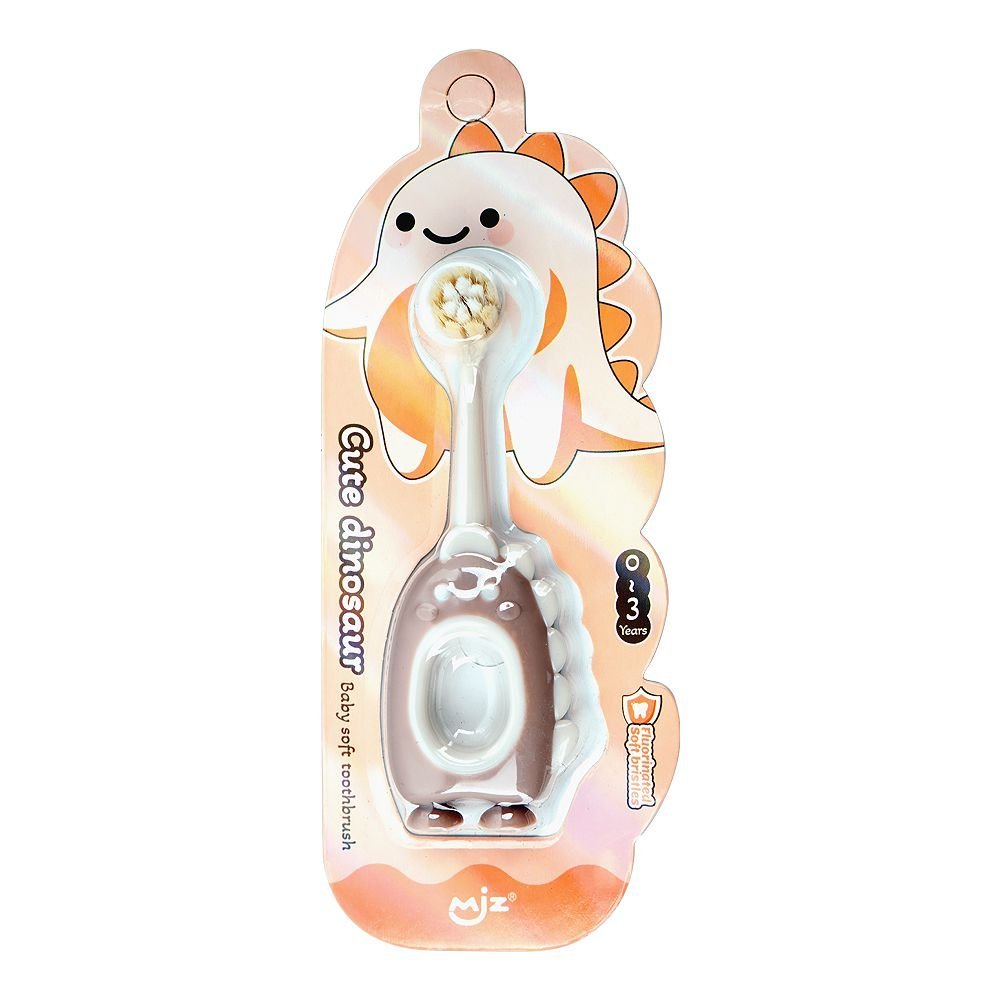 Mjz Kids 0-3 Years Cute Dinosaur Toothbrush, Soft, Orange, 226