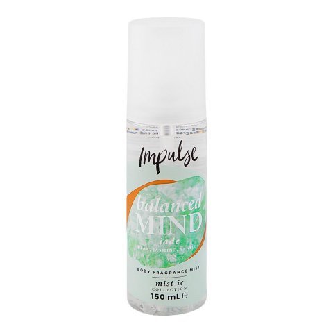 Impulse Balanced Mind Jade Pear, Jasmine, Vanilla Body Fragrance Mist, For Men Or Women, 150ml
