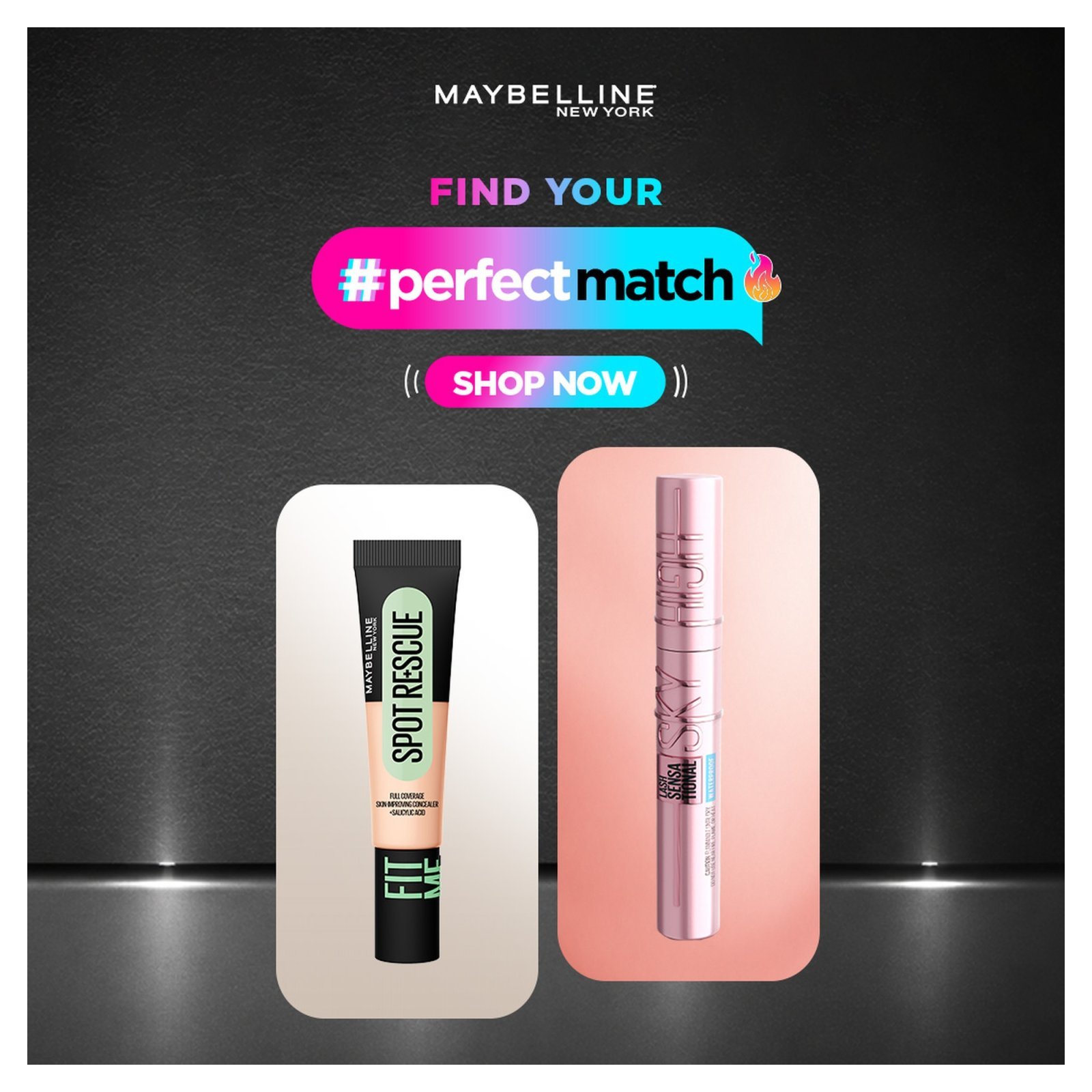 Luminous & Lifted Lashes Set - ( Fit Me Spot Rescue Concealer 10 & Sky High Mascara 02 Very Black)