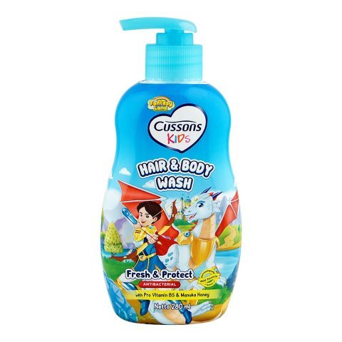 Cussons Creations Kids Fresh & Protect Pro Vitamin B5 + Manuka Honey Antibacterial Hair & Body Wash, For Kids, 280ml