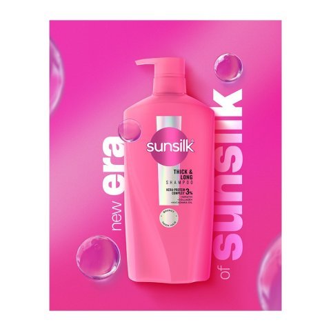 Sunsilk Thick & Long Kera-Protein Complex 3% Shampoo, Keratin, Macadamia Oil, For Bouncy & Thick Hair, 650ml