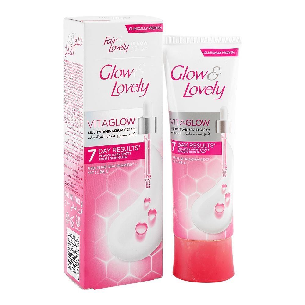 Fair & Lovely Is Now Glow & Lovely Advanced Multivitamin Vita Glow Serum Cream, Niacinamide, Vitamin B6 & E, For Radiant Skin, 100g