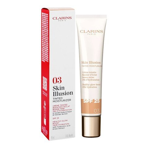 Clarins Paris Skin Illusion Tinted Moisturizer, Hyaluronic Acid, 03, 40ml