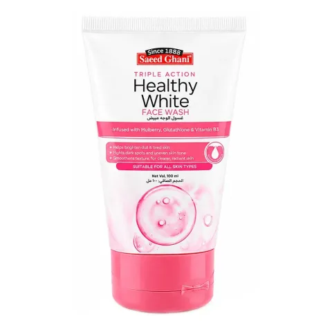 Saeed Ghani Triple Action Mulethi, Glutathione & Vitamin B3 Healthy White Face Wash, Glycerin, Lauric Acid, For All Types Of Skin, 100ml