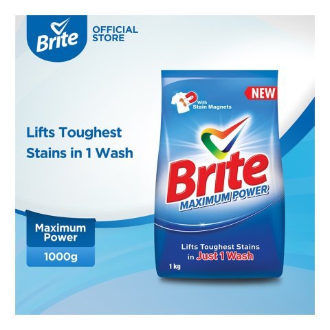 Brite Maximum Power Detergent Washing Powder 1 KG