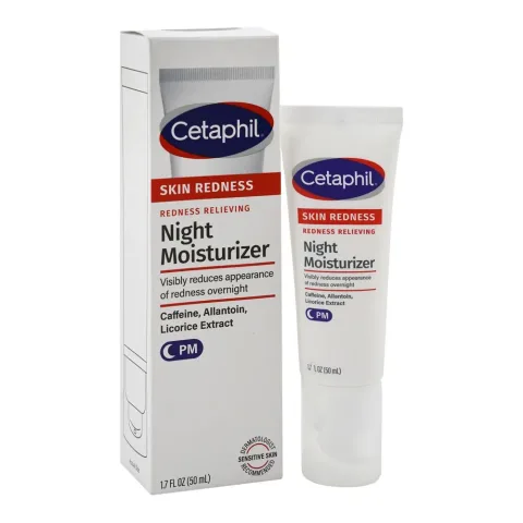 Cetaphil Skin Redness Relieving Night Moisturizer, Fragrance Free, Shea Butter, Citric Acid, For Sensitive Skin, 50ml